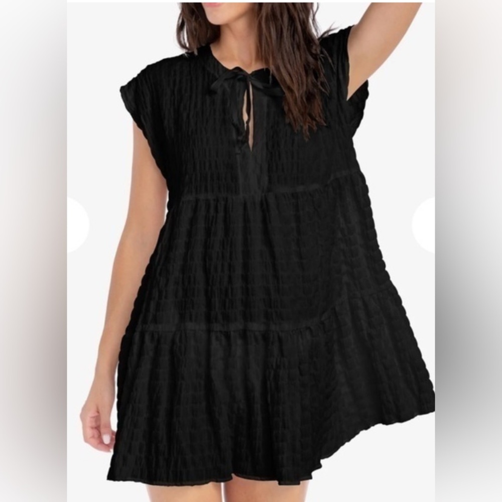 Robin Piccone Black Cap Sleeve Sundress